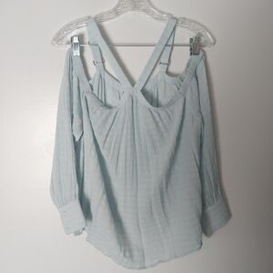 Strappy cold shoulder blouse